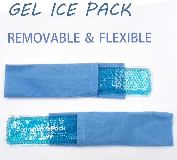 Reusable Perineal Ice Packs for Postpartum & Hemorrhoid Pain Relief, Hot & Cold Pack for Women After Pregnancy, 2 Ice Pack and 3 Cover. (Blue)
