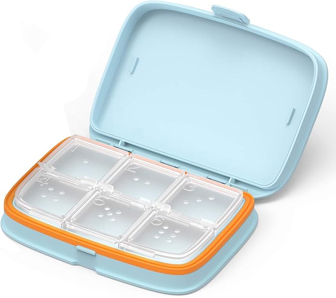 Slim Pill Case - Portable Pill Organizer with Removable Compartments - Leakproof Pill Holder for Daily Medication