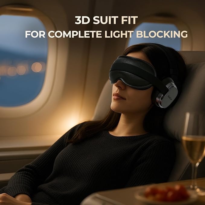 HubiCare Heated Eye Mask with Bluetooth Music and Noise-Blocking Headphone, Warm Eye Relaxer for Dry Eyes, Relaxation and Travel, Better Sleep, Meditation, and Strain Relief (Black)