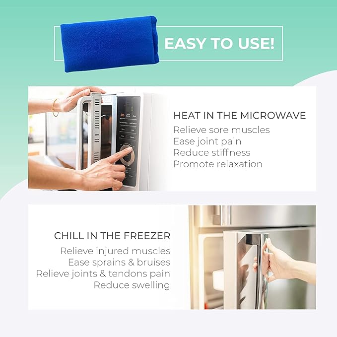 Microwavable Heating Pads for Lower Back, Neck, and Shoulder Pain Relief - Moist Microwave Heating Pad for Muscles and Joints - Microwave Hot Pack Heat Pad for Cramps - 2 Packs Blue - Lavender Scent