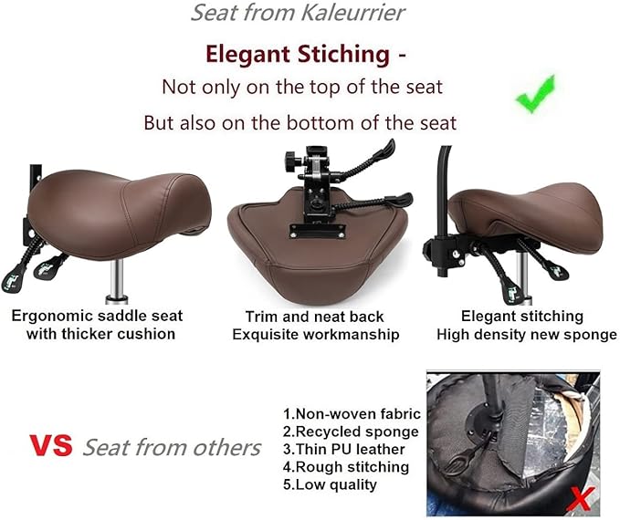 Kaleurrier Saddle Stool Rolling Swivel Height Adjustable with Wheels,Heavy Duty Anti-Fatigue Ergonomic Saddle Chair for Hair Beauty Salon Lab Dental Massage Office Home Kitchen (with Back, Coffee)