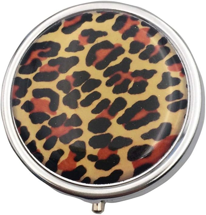 Round Medicine Box Portable Mini Metal Pill Case 2 inches Travel Little Pill Dispenser for Purse