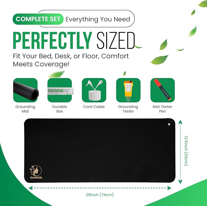 Grounding Mat for Wellness & Energy – Stress Reduction Mat for Bed, Desk, Office, Living Room – Improves Sleep, Focus & Balance – Premium Earthing Mat for Daily Grounding Therapy