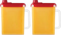 LocknLock Aqua Fridge Door Water Jug with Handle BPA Free Plastic Pitcher with Screw Top Lid Perfect for Making Teas and Juices, 1 Gallon, Red (Pack of 2)