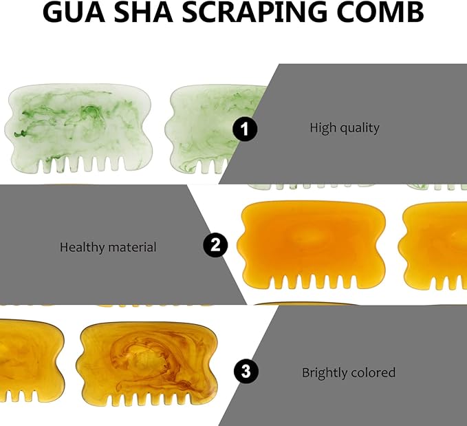 Healifty 6pcs Multifunctional Gua Sha Scraping Comb Scalp Massager Massage Tool for Head Legs and Muscle Relaxation Improves Relieves Stress and Pain