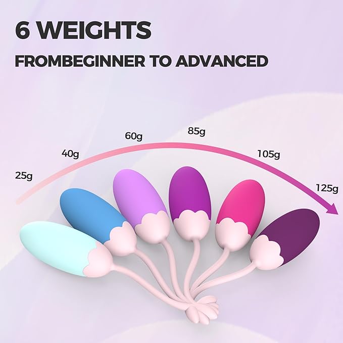 FENHUA Kegel Exercise System–Pelvic Floor Strengthening- Set of 6 Premium Silicone Kegel Exercise Weights & Control with Training Kit for Women: Beginners & Advanced
