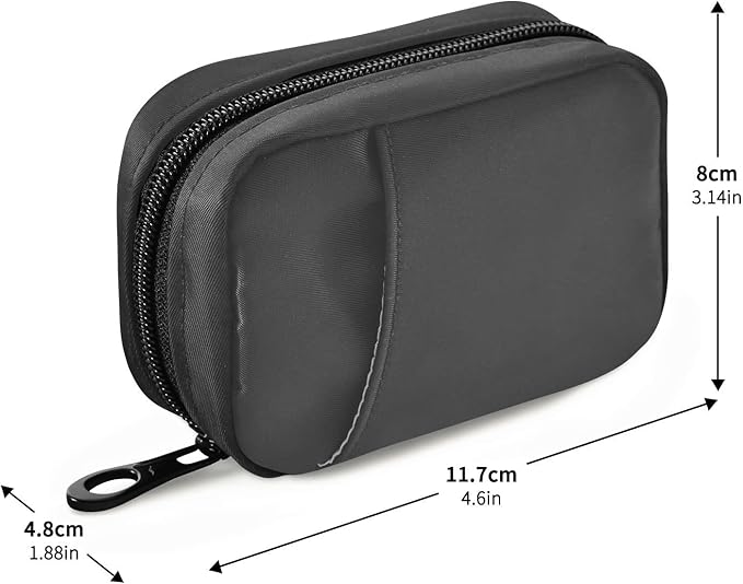 Kigai Black Solid Color Pill Case, Portable Weekly Daily Pill Case Bag Organizer with Zipper for Vitamins Medicine Supplements Travel Family Business