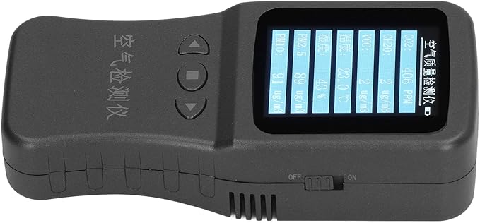 7 in 1 Air Quality Monitor, Portable PM2.5 PM10 VOC CH2O CO2 Temperature and Humidity Detector with 3.7V Rear Bracket