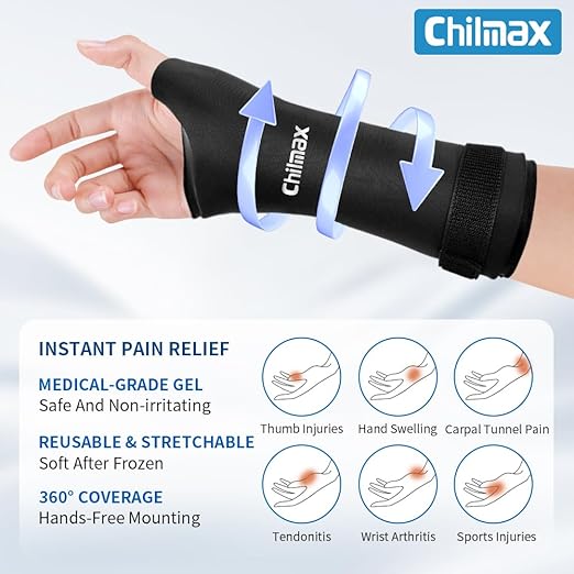 Soft Wrist Ice Pack Wrap, Hot and Cold Therapy Wrist Compression Sleeve for Hand and Carpal Tunnel Relief, Hot Packs for Pain Relief, Tunnel, Tendonitis, Swelling
