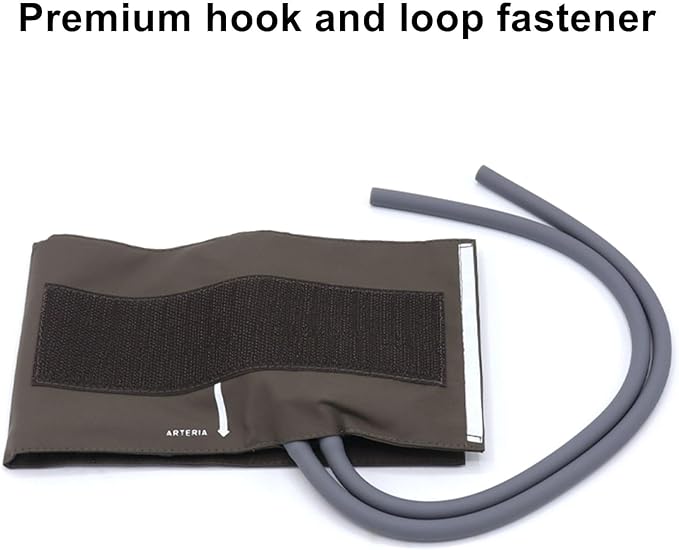NIBP Cuff with BP12 Connectors for Small Adult, 20.5-28 cm Dual Tubes Reusable PU Brown Replacement Blood Pressure Cuff with Inner TPU Airbag