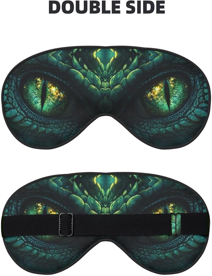 Abstract Green Dinosaur Eyes Sleep Mask Eye Mask with Adjustable Strap Eye Sleep Shade Cover Blocks Light for Women Men Airplane Travel Nap