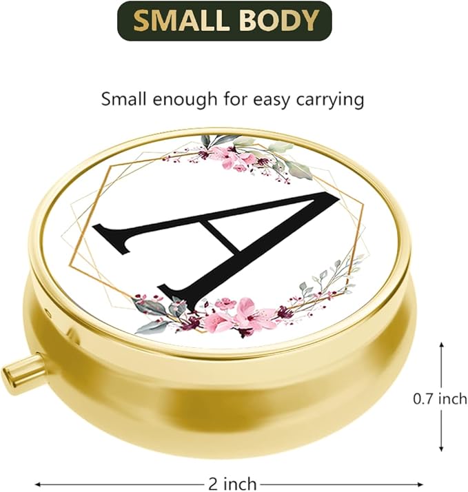 Small Pill Box for Purse Pocket, Personalized Small Pill Case 3 Compartment, Monogrammed Cute Pill Organizer, Gift for Women Teen Girls, Travel Mini Jewelry Box,Earring Holder Organizer