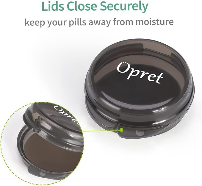 Opret Small Pill Box (3 Pcs), Cute Pill Case Portable for Pocket Purse Briefcase Travel Pills Box Medicine Storage Container Earplug Case (Black&Cyan&Green)