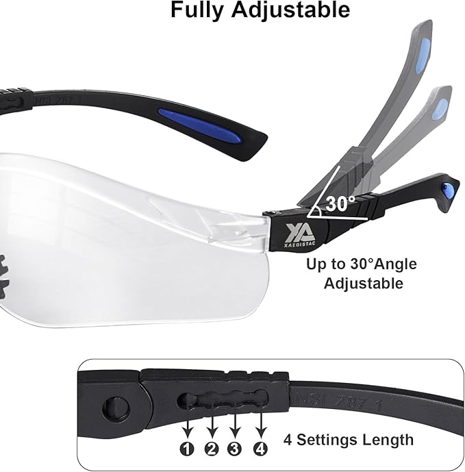 xaegistac Shooting Glasses Anti-fog Shooting Range Eye Protection, Adjustable Safety Glasses with Zipper Hard Case