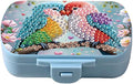 C'eitura DIY 2 Parrots Diamond Art Painting Blue Pill Organizer with 6 Lid Detachable Compartments, Fun DIY Craft Project for Adults, Elegant Pill Case for Purse & Travel
