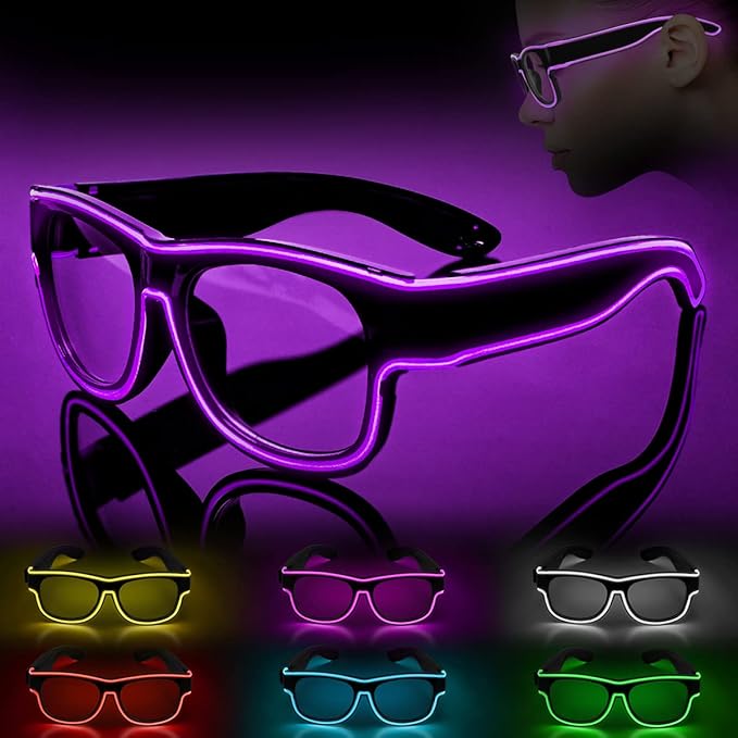 Ainiv Wireless Light Up Glasses 3 Modes LED Luminous Glasses Glow in the Dark for Parties, DJ, EDM, Halloween, Christmas