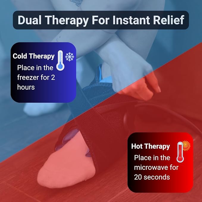 Ankle Hot/Cold Wrap - Gel Ice Pack for Pain Relief, Achilles Tendonitis, Top of Foot and Heel, Sprained Ankle