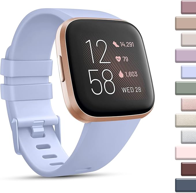Mugust Sport Bands Compatible with Fitbit Versa 2 / Fitbit Versa/Versa Lite/Versa SE, Classic Soft Silicone Replacement Wristbands Straps for Fitbit Versa 2 Smart Watch Women Men (Large,Sky Blue)