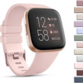 Mugust Sport Bands Compatible with Fitbit Versa 2 / Fitbit Versa/Versa Lite/Versa SE, Classic Soft Silicone Replacement Wristbands Straps for Fitbit Versa 2 Smart Watch Women Men (Large,Light Pink)