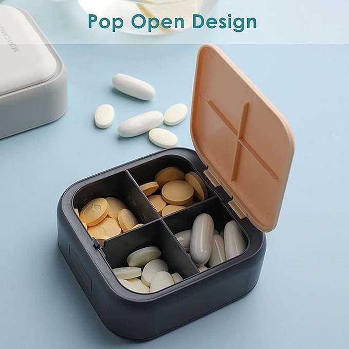Small Pill Case, Cute Pill Box - Acedada Travel Daily Pill Organizer, Portable Pretty Pill Container for Purse Pocket, Compact Medicine Holder for Vitamins, Fish Oils, Supplements, Pink