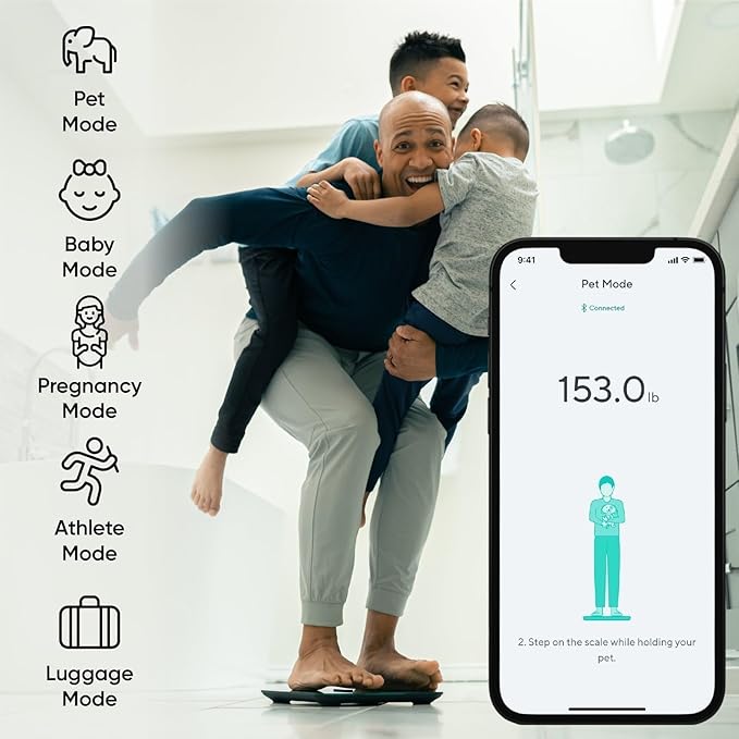 Wyze Smart Scale X - Digital Bathroom Scale for Body Weight, BMI, Body Fat, Muscle Mass, Heart Rate Monitor | Sync with Health Apps | Body Composition Analyzer for People, Baby & Pet, 400 lbs (Navy)