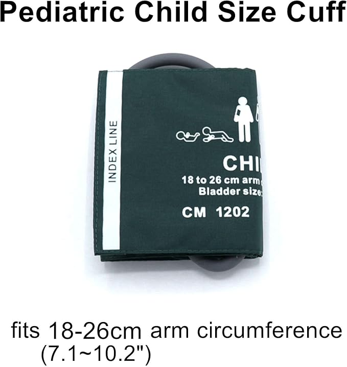 Universal NIBP Cuff with BP12 Connector for Child, 18-26 cm Reusable Single Tube Nylon Replacement BP Cuff with Inner Airbag for Blood Pressure Monitor Machine