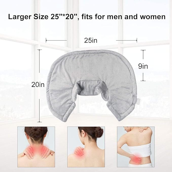 Heating Pad for Neck and Shoulder and Back,Weighted Electric Heated Wrap for Neck and Shoulder with 3 Heat Setting and Moist Heat .20 * 25, Auto Shut Off Electric Neck Heat Pad, Machine Washable