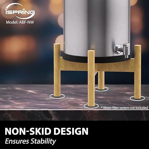 iSpring Wooden Stand for DGF2 Gravity-Fed Stainless Steel Countertop Water Filter System, Natural Wood