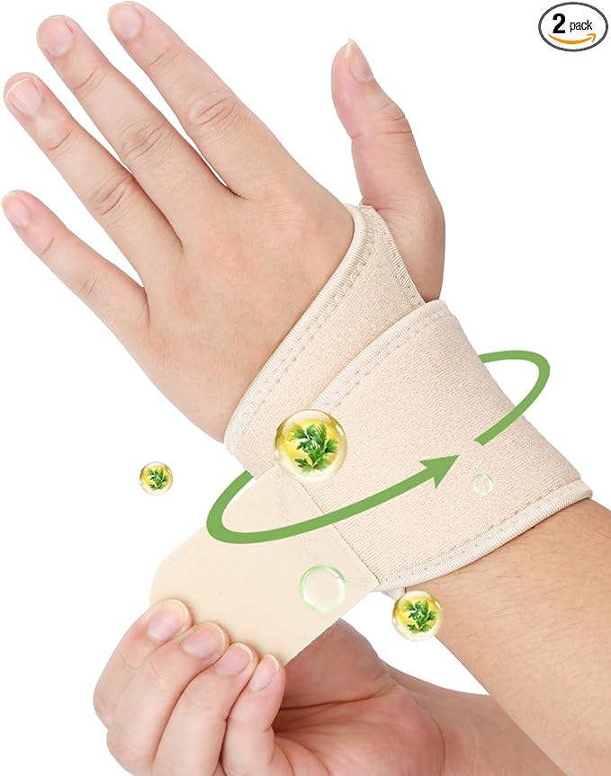 2PCS Castor Oil Pack Wrap for Wrist Hand Wrap Wrist Brace for Carpal Tunnel Relief,Adjustable Reusable Compression Support for Women Men Right & Left Hands,Castor Oil Not Included