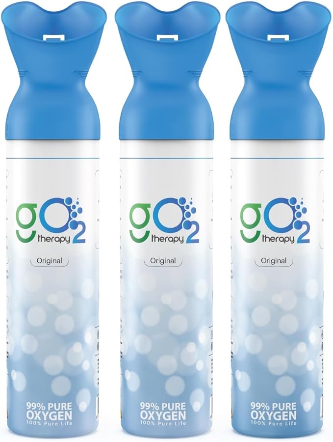 Up to 1350 Inhalations (3 Pack), 12L | Portable Oxygen Canister – Single Mouth & Nose Mask – Supplemental Oxygen for Sports, Travel, Altitude & Fitness Activities