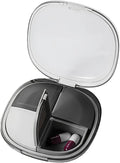 Portable Pill Organizer, Small Pill Case with Pocket 4 Compartments, Travel Pill Box, Pill Container to Hold Vitamin, Fish Oil, Supplement or Jewelry (Black, 4 Case)
