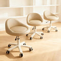 Rolling Stool Set of 3– Ergonomic Swivel Seat, Adjustable Height, Ultra-Quiet Wheels, Padded PU Leather Cushion, for Salon, Office, Massage & Medical Use Khaki