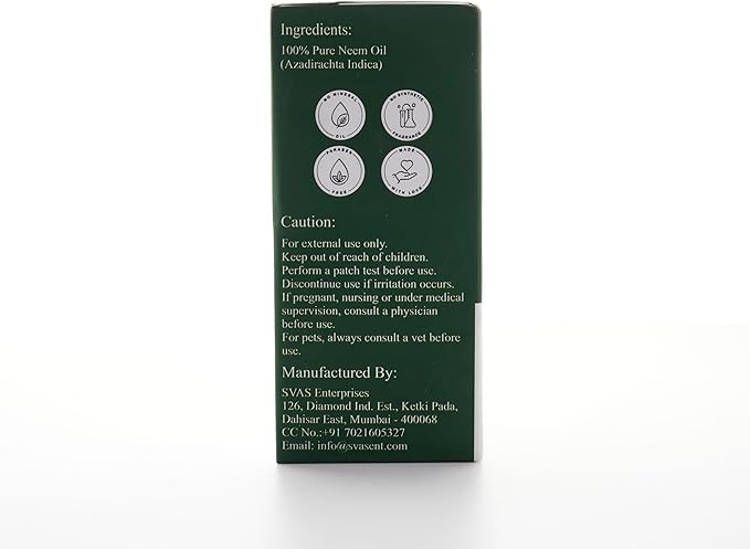 100% Pure Neem Essential Oil | Natural Skin & Acne Care, Scalp & Hair Nourishment, Undiluted Ayurvedic Beauty Oil – 1 fl oz, 30 ML