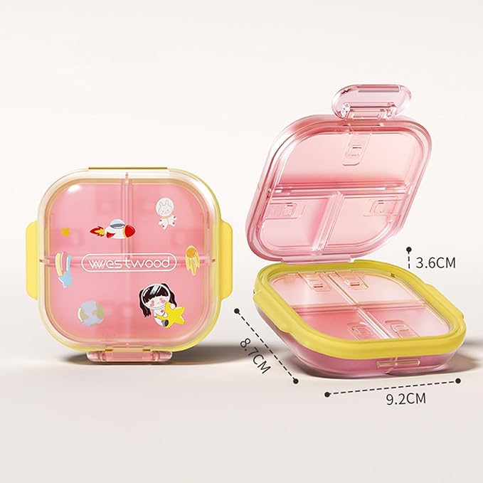 Travel Pill Organizer - Airtight Medicine Case for Traveling Portable Pharmacy Box with Labels Vitamin Container 7 Compartment Supplement Medication Holder Large Capacity Daily(Pink)
