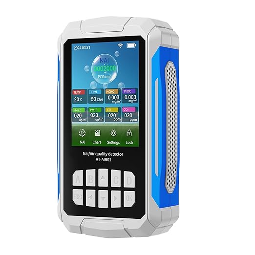 Air Quality Detector Ionizer Meter Alarm Function Portable Air Tester with Negative Ion Concentration Temperature Humidity VOC PM2.5 PM10 CO CO2 for Home Car Office (White)