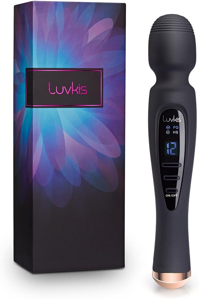 Cordless Wand Massager with 12 Speed Vibration Modes, USB magnetic Charger, Whisper Quiet, Waterproof, Handheld, Cordless for Neck Shoulder Back Body Massage, Sports Recovery & Muscle Aches - Black