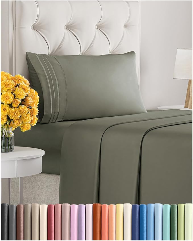 Twin XL Size 3-Piece Sheet Set - Extra Soft, Breathable & Cooling - Hotel Luxury Durable Bed Sheets - Deep Pockets, Easy-Fit & Wrinkle-Free - Dark Taupe Oeko-Tex