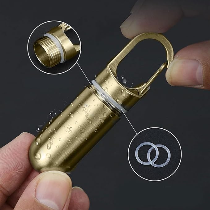 Convenient Keychain Pills Case Practical Brass Pills Container with Keychain Secure Travel Case for Medications