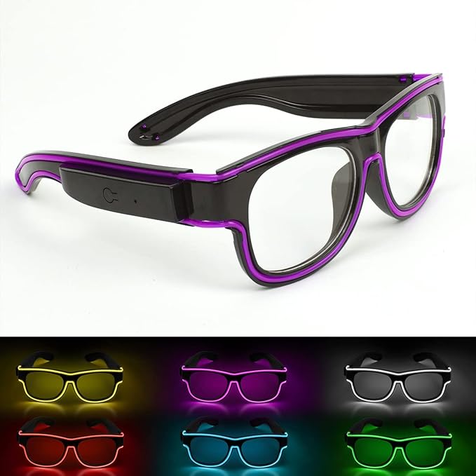 Ainiv Wireless Light Up Glasses 3 Modes LED Luminous Glasses Glow in the Dark for Parties, DJ, EDM, Halloween, Christmas
