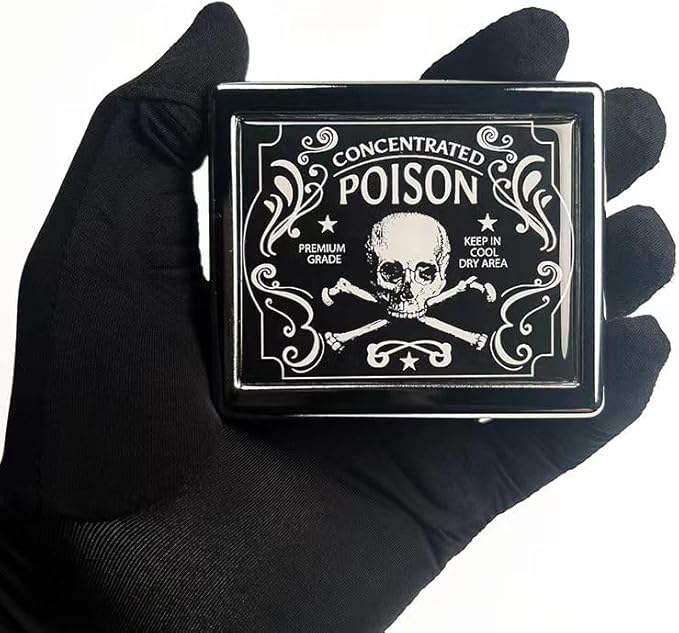 Concentrated Poison 7 Days Chromed Shiny Silver Pill Organizer with Mirror Inside Has 8 Separate Compartments Rectangle 7 Days Pill Box Pill Case