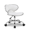 Paddie Pedicure Stools for Nail Tech, Salon Spa Stool Back Support Short Height Adjustable Hydraulic Swivel Chair, Perfect for Massage/Tattoo/Esthetician/Shop/Medical, White