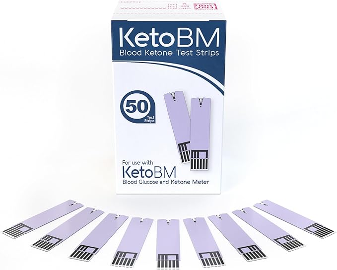KetoBM Blood Ketone Test Strips for Dual Bluetooth Ketone & Glucose Meter, 50pk