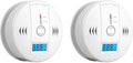 2 Packs Carbon Monoxide Detectors,CO Detector Battery Powered,Carbon Monoxide Alarm with Sensitive CO Sensor,LCD Display and Sound Warning, for Home, Bedroom, Kitchen