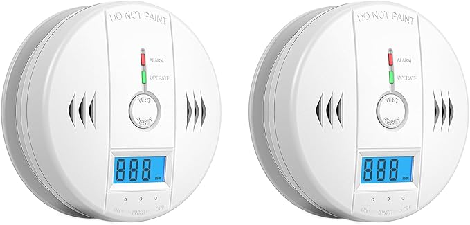 2 Packs Carbon Monoxide Detectors,CO Detector Battery Powered,Carbon Monoxide Alarm with Sensitive CO Sensor,LCD Display and Sound Warning, for Home, Bedroom, Kitchen