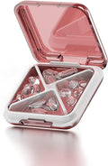 Small Pill Box Waterproof Travel Pill Case Portable Daily Pill Container Pill Holder for Purse 4 Compartments Pocket Compact Medicine Organizer for Fish Oils,Supplements,Medication (Pink)