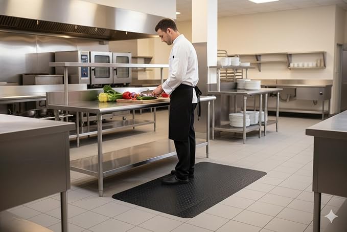 Tapetes Niva® Anti Fatigue Mat, Diamond Plate Non-Slip Finish, Foam Interior. for Profesional Kitchen, Garage or Industrial use, (Black, 36" L x 24" W x 0,82" Th)