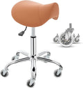Saddle Stool, Ergonomic Saddle Chair with Wheels 450 LBS, Adjustable Height Swivel Salon Stool, Rolling Stool for Home Office Tattoo Massage Clinic Lab Beauty (Brown)