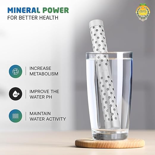 Alkaline Hydrogen Water Ionizer Stick – Stainless Steel Portable pH Booster & Mineral Water Enhancer by Organic Greek®
