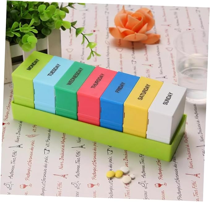 1set Large Capacity Portable Medicine Organizer for Weekly Storage Compact Pill Case Compartments for Home Office and Travel Green