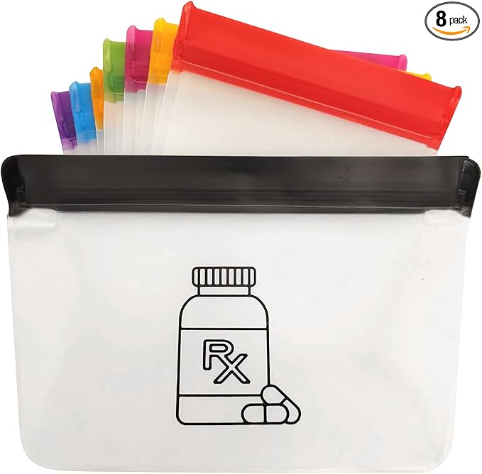 8 Day Pill Pouch Organizer – AM PM Medicine Organizer & Travel Pill Case Set, Large Weekly Pill Dispenser & Holder, Vitamin Box for Medication, Pills, Dose & Small Items